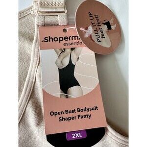 Shapermint Open Bust Bodysuit Shaper Panty One Piece 73003 2XL Beige